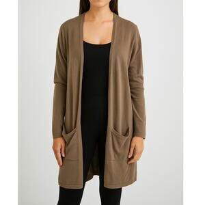 Ralph Lauren Black Label 100% Cashmere Long Cardigan Pockets Brown Size M